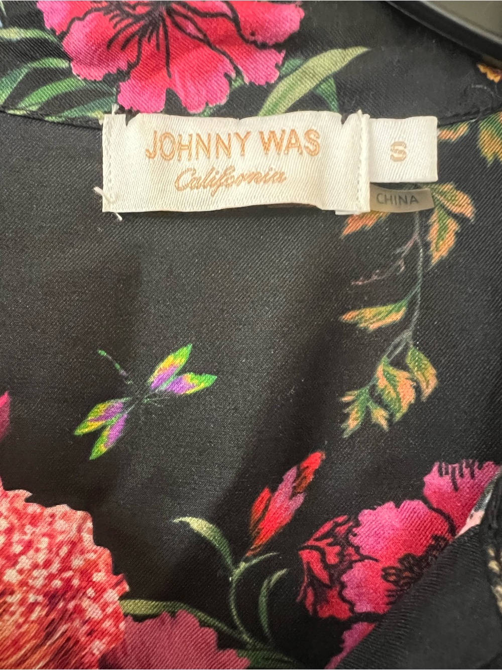 Johnny Was Floral Button-Up Dress/Cover Up- Black with Multicolor Flowers - Picture 6 of 10